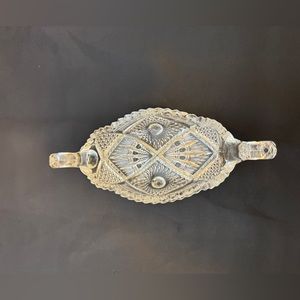 Vintage Clear Cut Crystal Glass Double Handles